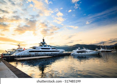 Luxury yacht marina. Port in Mediterranean sea at sunset. - Powered by Shutterstock