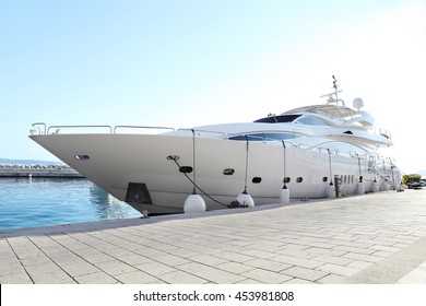 Luxury Yacht Parked At Dock