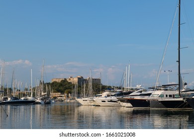 Luxury Yacht At Pier In Harbour Antibes