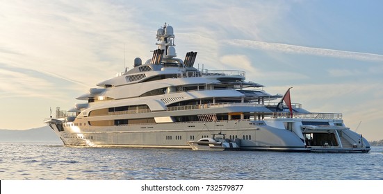 Luxury yacht at sunset. Yachting. Cruises