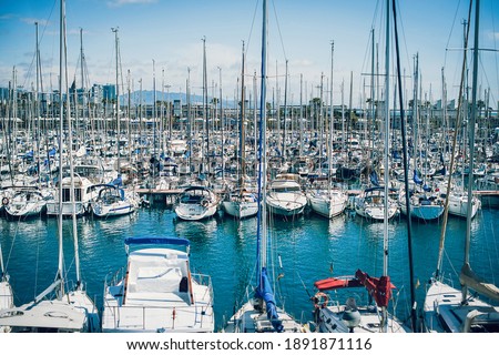 Luxury Yachts Parked In A Bay, selective focus