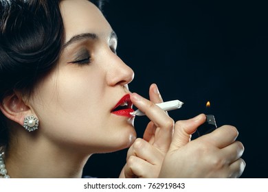 Luxury Young Woman Smoking Joint On Stock Photo 762919843 | Shutterstock