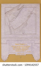 Lviv, Ukraine - April 18, 2019: Memorial Plaque Of Pope Joan Paul II In Lviv Opera House