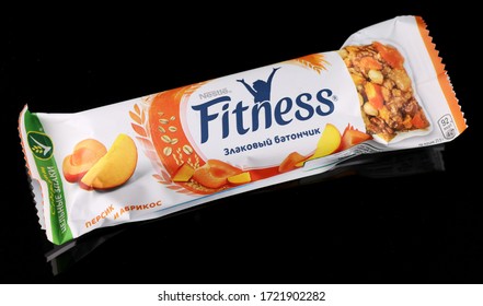 LVIV, UKRAINE - April 30, 2020: Fitness Nestle Cereal Bar Healthy Eating