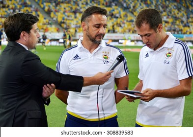 LVIV, UKRAINE - AUG 5: Head Coach Of Fenerbahce Vitor Pereira (C) During The UEFA Champions League Match Between Shakhtar Vs Fenerbahce, 5 August 2015, Arena Lviv, Lviv, Ukraine