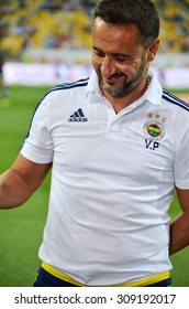 LVIV, UKRAINE - AUG 5: Head Coach Of Fenerbahce Vitor Pereira Before The UEFA Champions League Match Between Shakhtar Vs Fenerbahce, 5 August 2015, Arena Lviv, Lviv, Ukraine