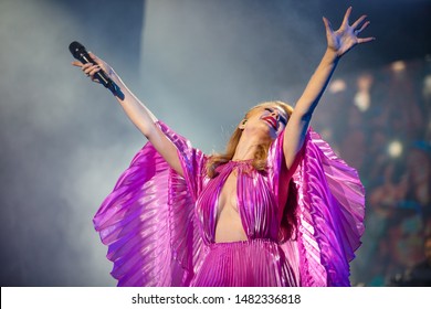 Lviv, Ukraine - August 17, 2019: Ukrainian Singer Tina Karol  On Ukrainian Song Project 2019 