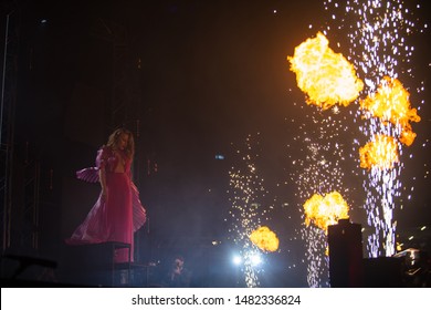 Lviv, Ukraine - August 17, 2019: Ukrainian Singer Tina Karol  On Ukrainian Song Project 2019 