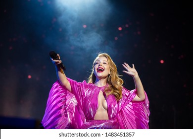 Lviv, Ukraine - August 17, 2019: Ukrainian Singer Tina Karol  On Ukrainian Song Project 2019 