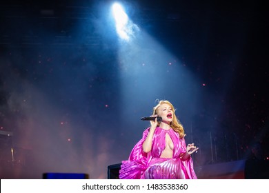 Lviv, Ukraine - August 17, 2019: Ukrainian Singer Tina Karol  On Ukrainian Song Project 2019 