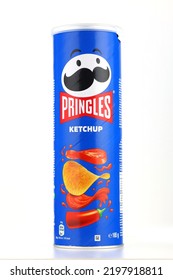 LVIV, UKRAINE - August 29, 2022: Pringles Ketchup Chips