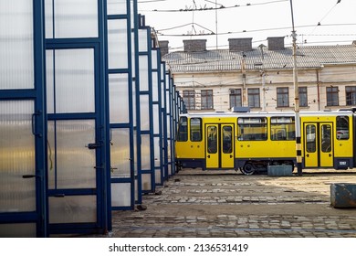 Lviv Ukraine Central old tram depo.