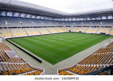 LVIV, UKRAINE - JULY 10, 2019: Arena Lviv, UEFA Category 4 Stadium For Football Soccer In Lviv, Ukraine. According To The Official Plans, The Stadium Has A Total Seating Capacity Of 34,915.