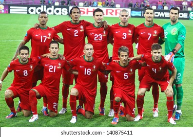 LVIV, UKRAINE - JUNE 9: Portugal National Football Team Pose For A Group Photo Before UEFA EURO 2012 Game Against Germany On June 9, 2012 In Lviv, Ukraine