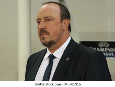 LVIV, UKRAINE - NOVEMBER 25th, 2015: Real Madrid Head Coach Rafael Benitez  During The Match Of UEFA Champions League Against Shakhtar In The Arena Lviv