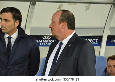 LVIV, UKRAINE - OCT 25: Rafael Benitez (C) During The UEFA Champions League Match Between Shakhtar Vs Real Madrid, 25 October 2015, Arena Lviv, Ukraine