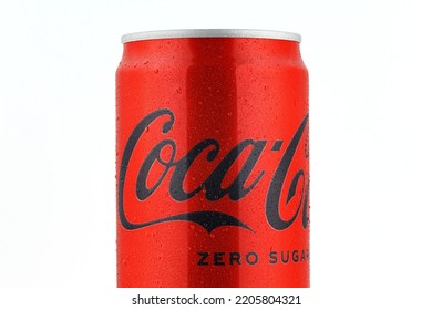 LVIV, UKRAINE - September 12, 2022: Coca Cola Zero Sugar Can