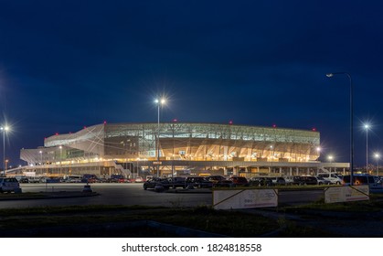 LVIV, UKRAINE - September 20, 2020: Football Stadium At Night Arena Lviv