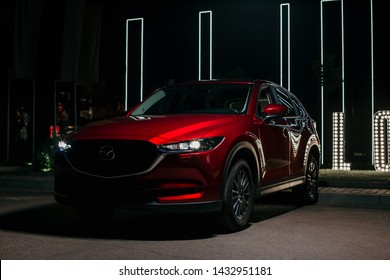 LVIV,UKRAINE - JULY 27, 2018 Mazda CX-5 in low key background
