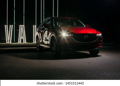 LVIV,UKRAINE - JULY 27, 2018 Mazda CX-5 in low key background