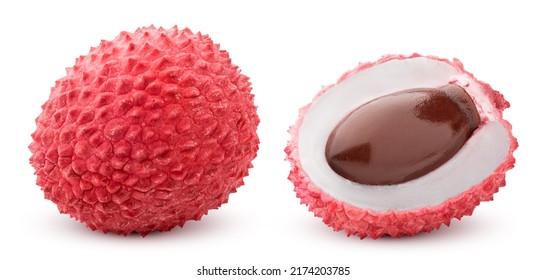 lychee, clipping path, isolated on white background, full depth of field