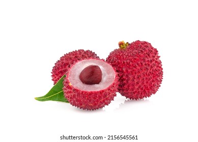 lychee with drops isolated on white background
