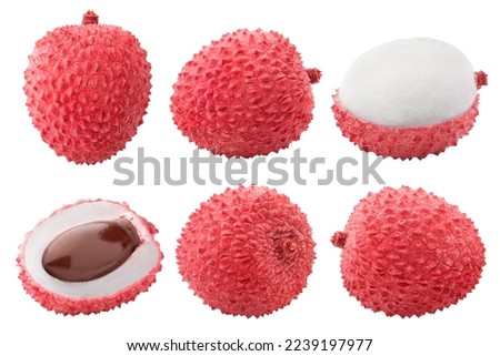 lychee isolated on white background, full depth of field, clipping path