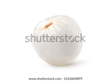 Lychee pulp isolated on white background. Clipping path.