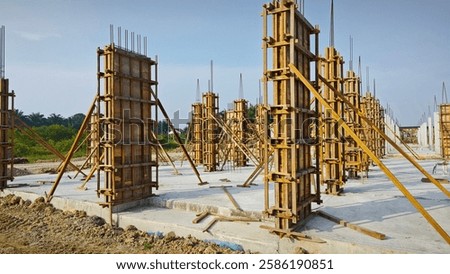 lying of metal and concrete structure for the initial housing construction.