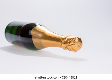 Lying New Champagne Bottle Isolated