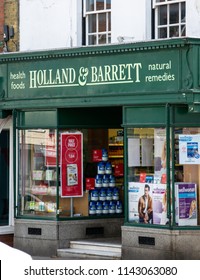 Lymington, United Kingdom - July 22 2018:   The Front Of Holland And Barrett Health Food Store In Hight Street