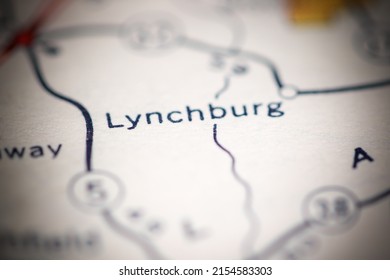 Lynchburg. Missouri. USA on a geography map.