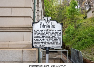 Lynchburg, Virginia - April 21, 2022: Sign Q-6 11 History of Lynchburg marker