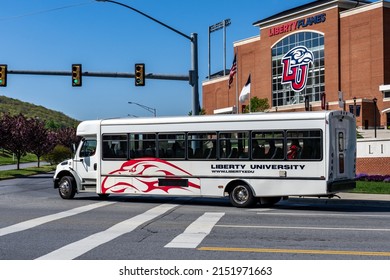Lynchburg, Virginia - April 22, 2022: Liberty University Transit Services Bus