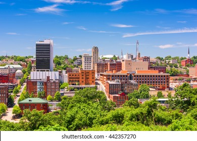 Lynchburg, Virginia, USA downtown city skyline in the day.