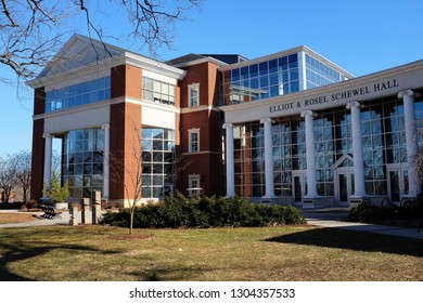 Lynchburg, Virginia / USA - February 4, 2019: Elliot & Rosel Schewel Hall at Lynchburg University.  