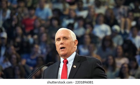 Lynchburg, Virginia USA - September 14, 2022: Former Vice President Mike Pence Speaking At Liberty University In Lynchburg, Virginia.