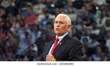 Lynchburg, Virginia USA - September 14, 2022: Former Vice President Mike Pence Speaking At Liberty University In Lynchburg, Virginia.