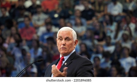 Lynchburg, Virginia USA - September 14, 2022: Former Vice President Mike Pence Speaking At Liberty University In Lynchburg, Virginia.