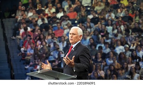 Lynchburg, Virginia USA - September 14, 2022: Former Vice President Mike Pence Speaking At Liberty University In Lynchburg, Virginia.