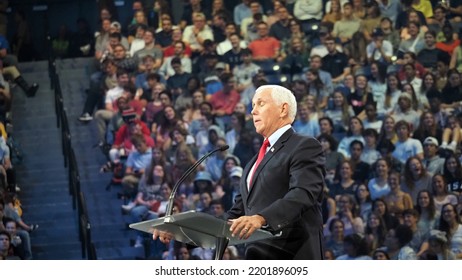 Lynchburg, Virginia USA - September 14, 2022: Former Vice President Mike Pence Speaking At Liberty University In Lynchburg, Virginia.