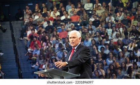 Lynchburg, Virginia USA - September 14, 2022: Former Vice President Mike Pence Speaking At Liberty University In Lynchburg, Virginia.