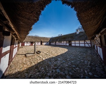 Lyngby, Denmark - March 26 2022: Old Farm House In The Open Air Museum.