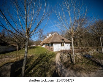 Lyngby, Denmark - March 26 2022: Old Farm House In The Open Air Museum.