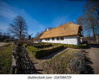 Lyngby, Denmark - March 26 2022: Old Farm House In The Open Air Museum.