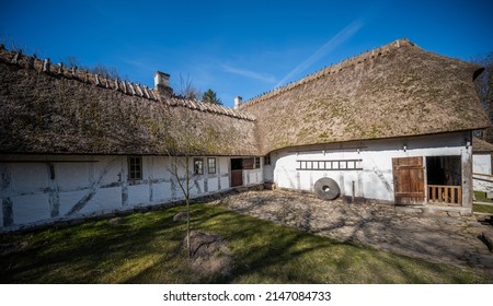 Lyngby, Denmark - March 26 2022: Old Farm House In The Open Air Museum.