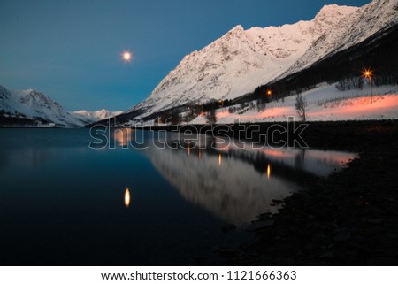 Similar – Image, Stock Photo Reinevagen-gulf + Reinehalsen-isthmus + Reinebringen-mount. 0341