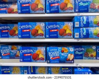 Lynnwood, WA USA - Circa August 2022: Close Up, Selective Focus On Capri Sun Kids Drinks For Sale Inside A Target Retail Store