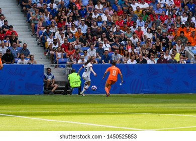 Lyon, France - 07 July 2019: Rose Lavelle (left) Takes On Sherida Spitse, USA V Netherland's FIFA Women's World Cup 2019 Final