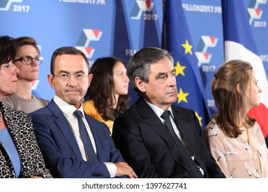 Lyon, FRANCE - 10/06/2016 : François Fillon Is Campaigning For The Right-wing Primary For The Presidential Election. He Holds A Meeting In Lyon Whith Several Supporters, Including Laurent Wauquiez.